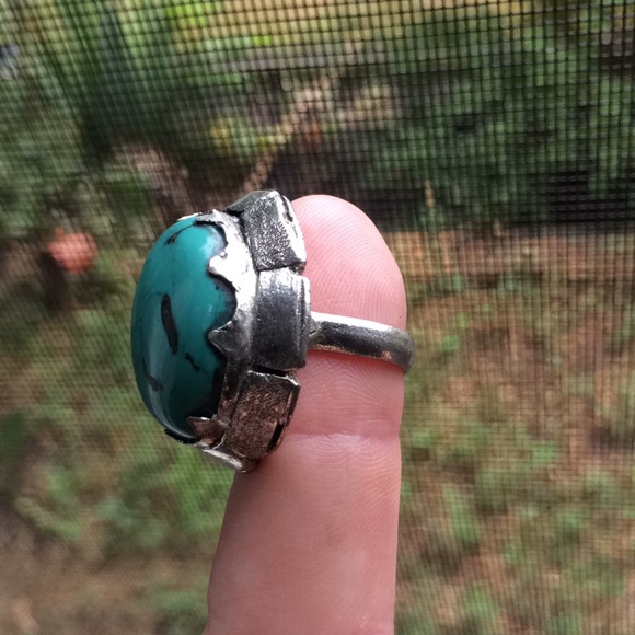 Silver & Turquoise women’s statement ring size 5 - Picture 3 of 5